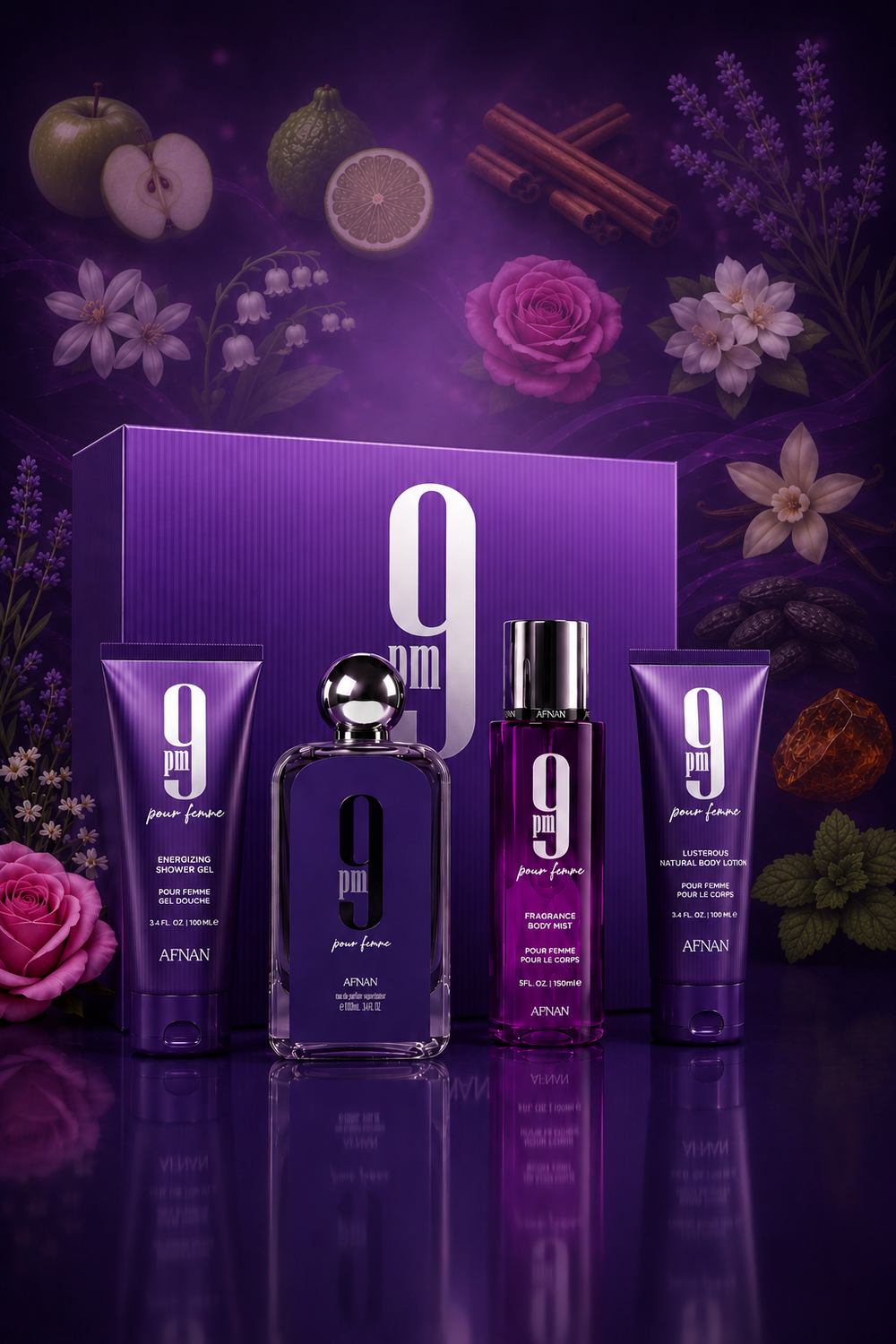 Afnan - 9PM 3.4 EDP L + 3.4SG + 3.4BL + 5.0 BODY MIST - GIFT SET LADIES
