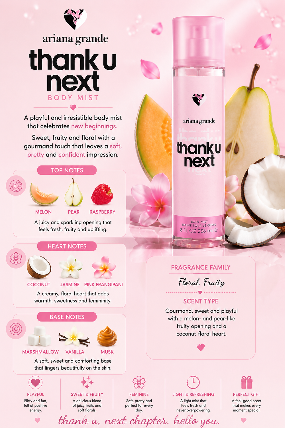 Ariana Grande THANK U NEXT 8.0 BODY MIST L