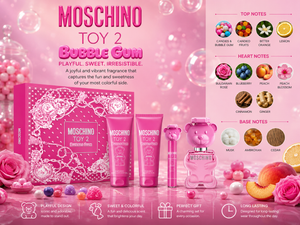 SET MOSCHINO TOY 2 BUBBLE GUM 3.4 EDT L+3.4 BL+3.4BSG +10 ML MINI