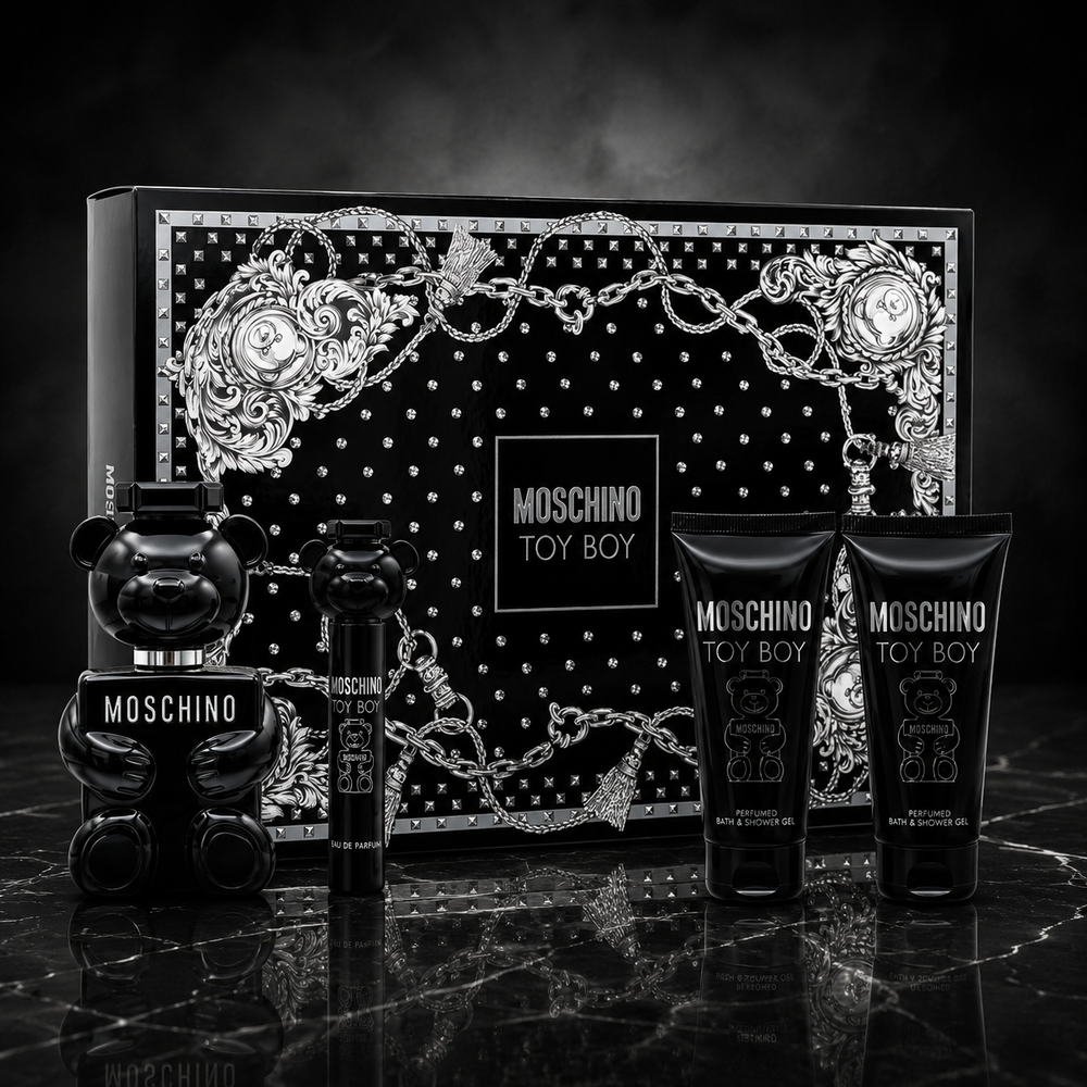 SET MOSCHINO TOY BOY 3.4 EDP+3.4 SG+3.4 ASB+ 10ML Travel